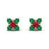 Geometrical 5 Rubys Stud Earrings - Noa No. 25