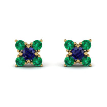 Geometrical 5 Sapphires Stud Earrings - Noa No. 28 image 1