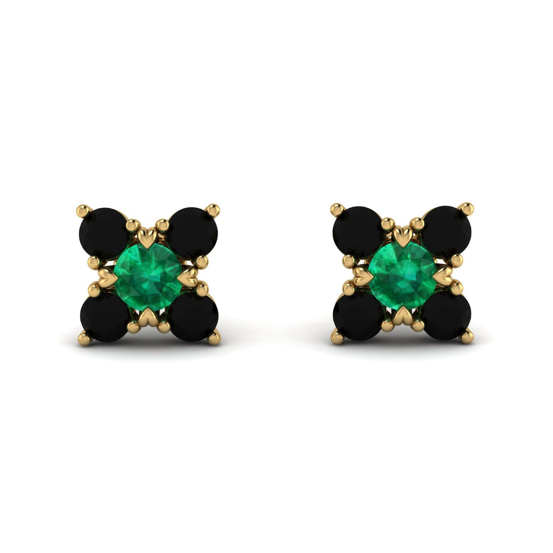 Geometrical 5 Emeralds Stud Earrings - Noa No. 34