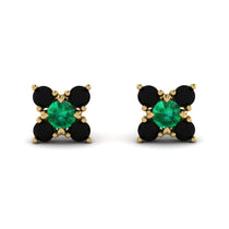 Geometrical 5 Emeralds Stud Earrings - Noa No. 34 image 1