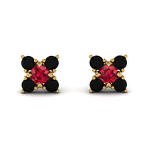 Geometrical 5 Rubys Stud Earrings - Noa No. 40 image 1
