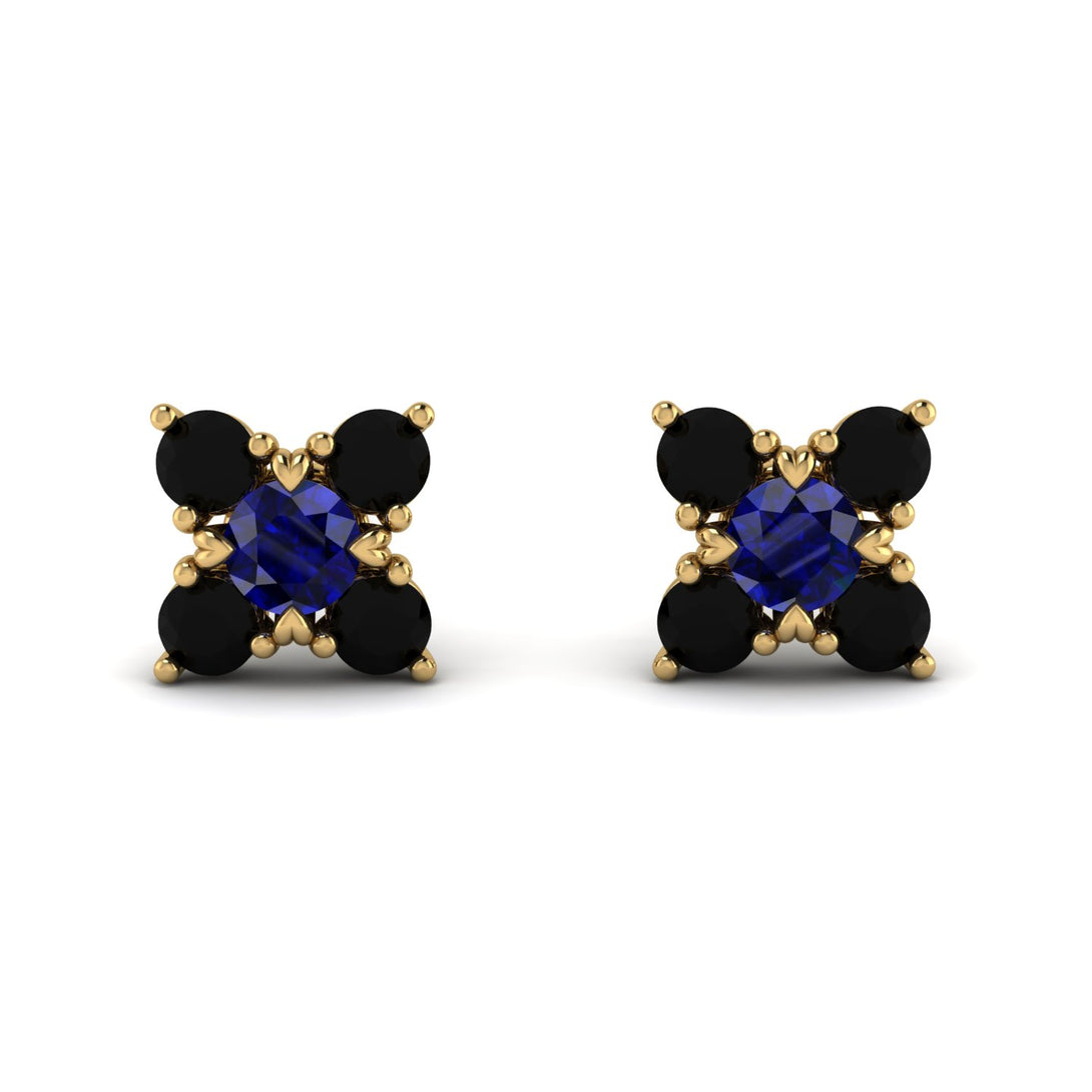 Geometrical 5 Sapphires Stud Earrings - Noa No. 43
