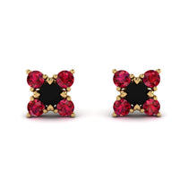 Geometrical 5 Black Diamonds Stud Earrings - Noa No. 52 image 1