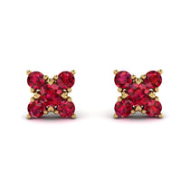 Geometrical 5 Rubys Stud Earrings - Noa No. 55 image 1