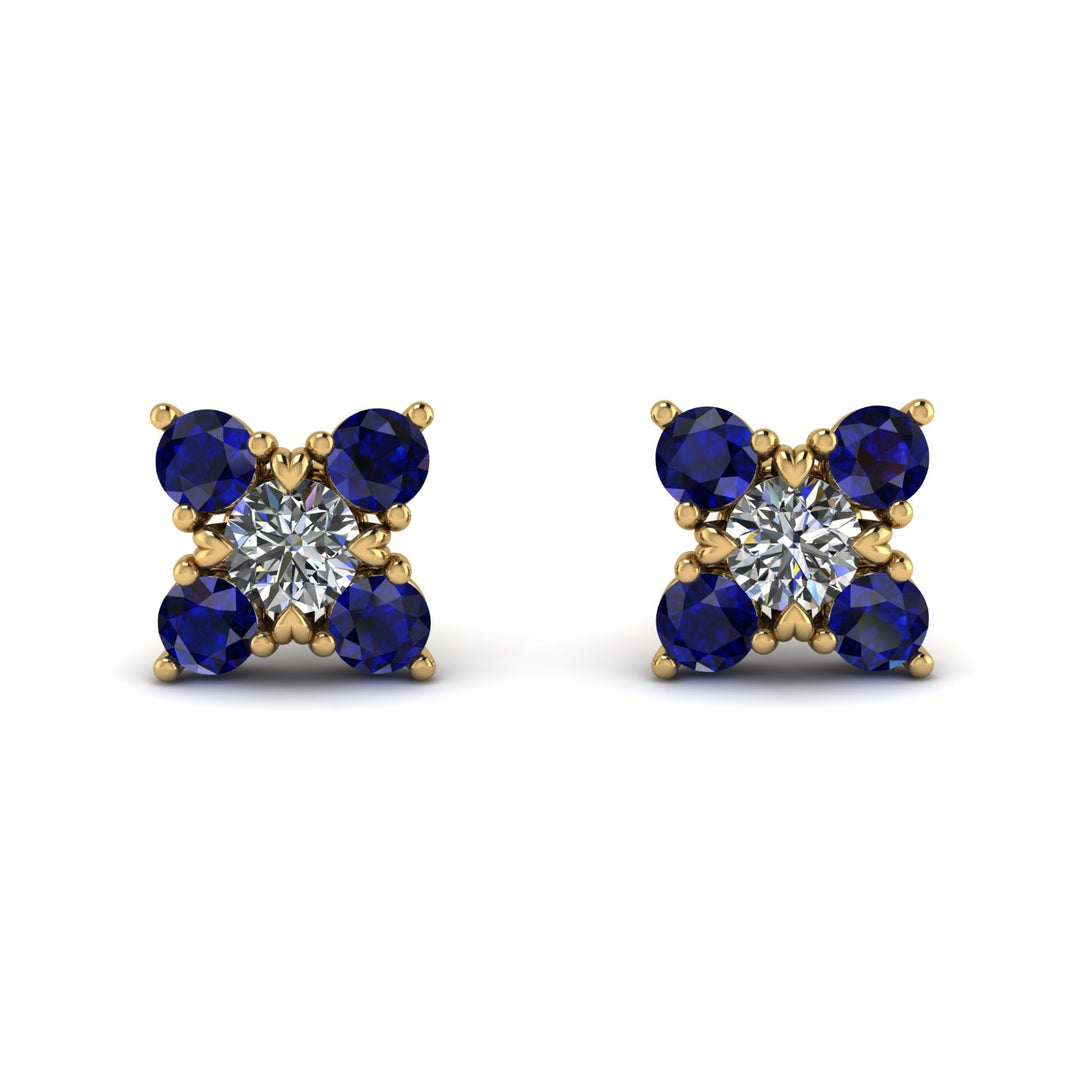 Geometrical 5 Diamonds Stud Earrings - Noa No. 61