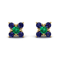 Geometrical 5 Emeralds Stud Earrings - Noa No. 64 image 1