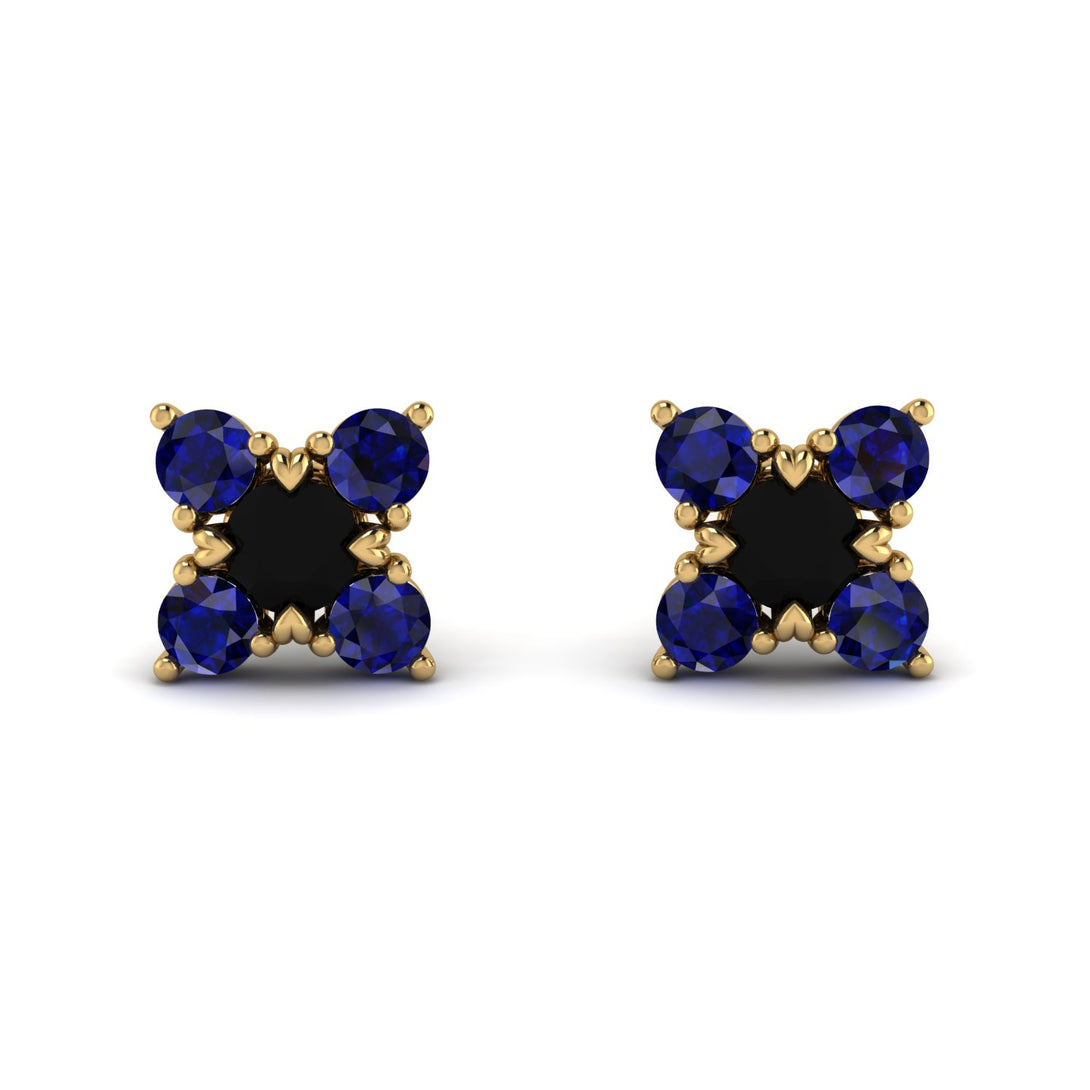 Geometrical 5 Black Diamonds Stud Earrings - Noa No. 67