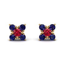 Geometrical 5 Rubys Stud Earrings - Noa No. 70 image 1