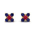 Geometrical 5 Rubys Stud Earrings - Noa No. 70