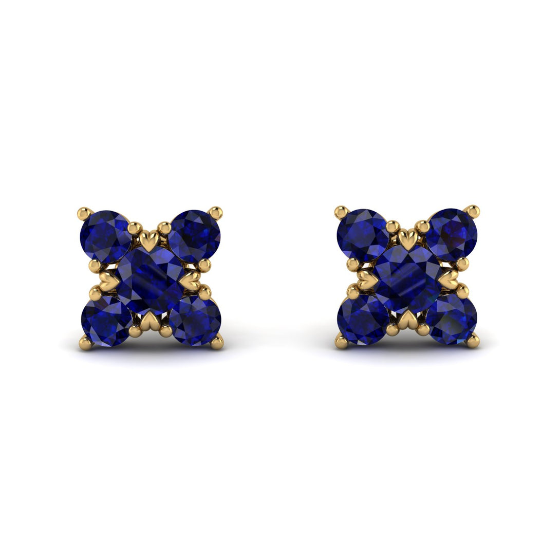 Geometrical 5 Sapphires Stud Earrings - Noa No. 73