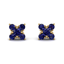 Geometrical 5 Sapphires Stud Earrings - Noa No. 73 image 1