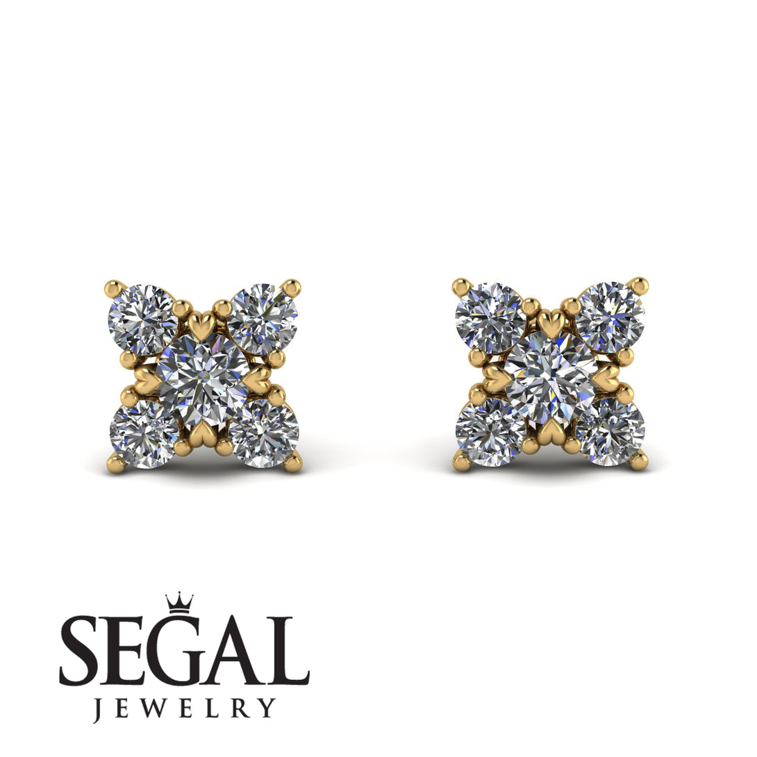 Geometrical 5 Diamonds Stud Earrings - Noa No. 1