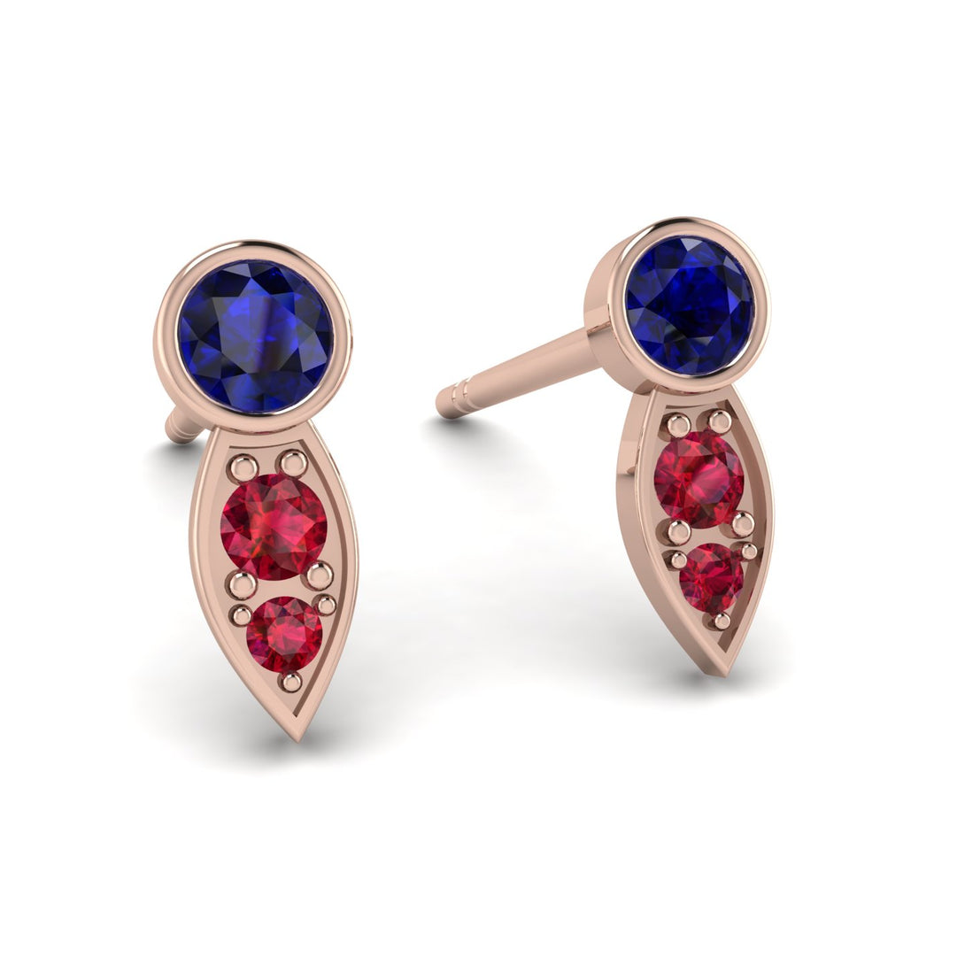 Bezel Sapphire Earrings In Pear Shaped - Aniya No. 59