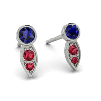 Bezel Sapphire Earrings In Pear Shaped - Aniya No. 60 image 1