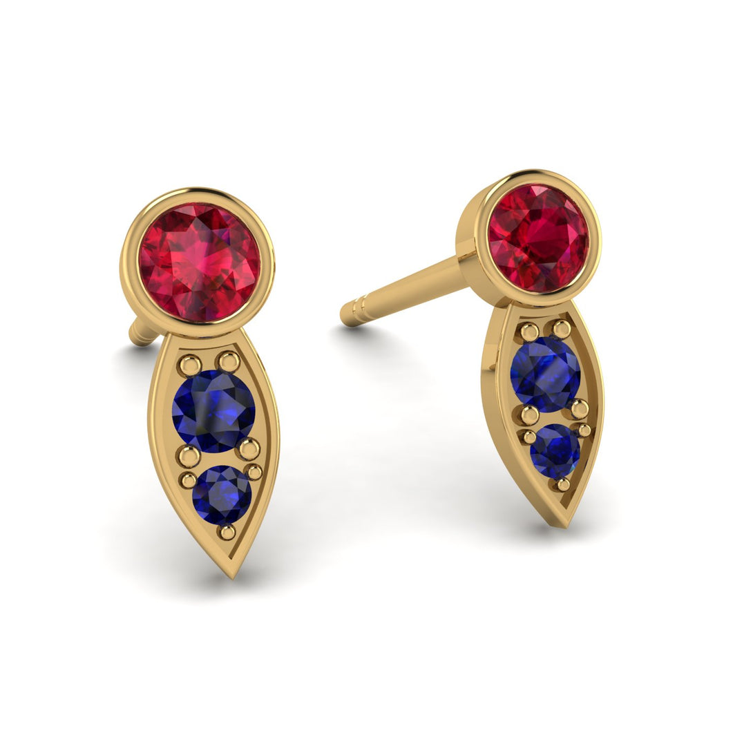 Bezel Ruby Earrings In Pear Shaped - Aniya No. 70