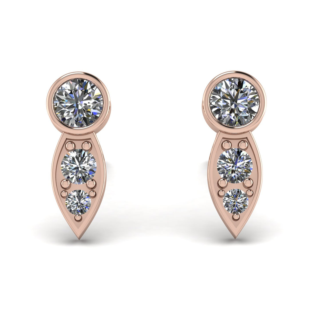 Bezel Diamond Earrings In Pear Shaped - Aniya No. 2