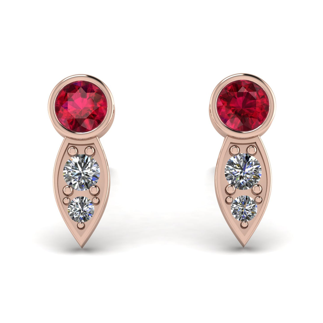 Bezel Ruby Earrings In Pear Shaped - Aniya No. 11