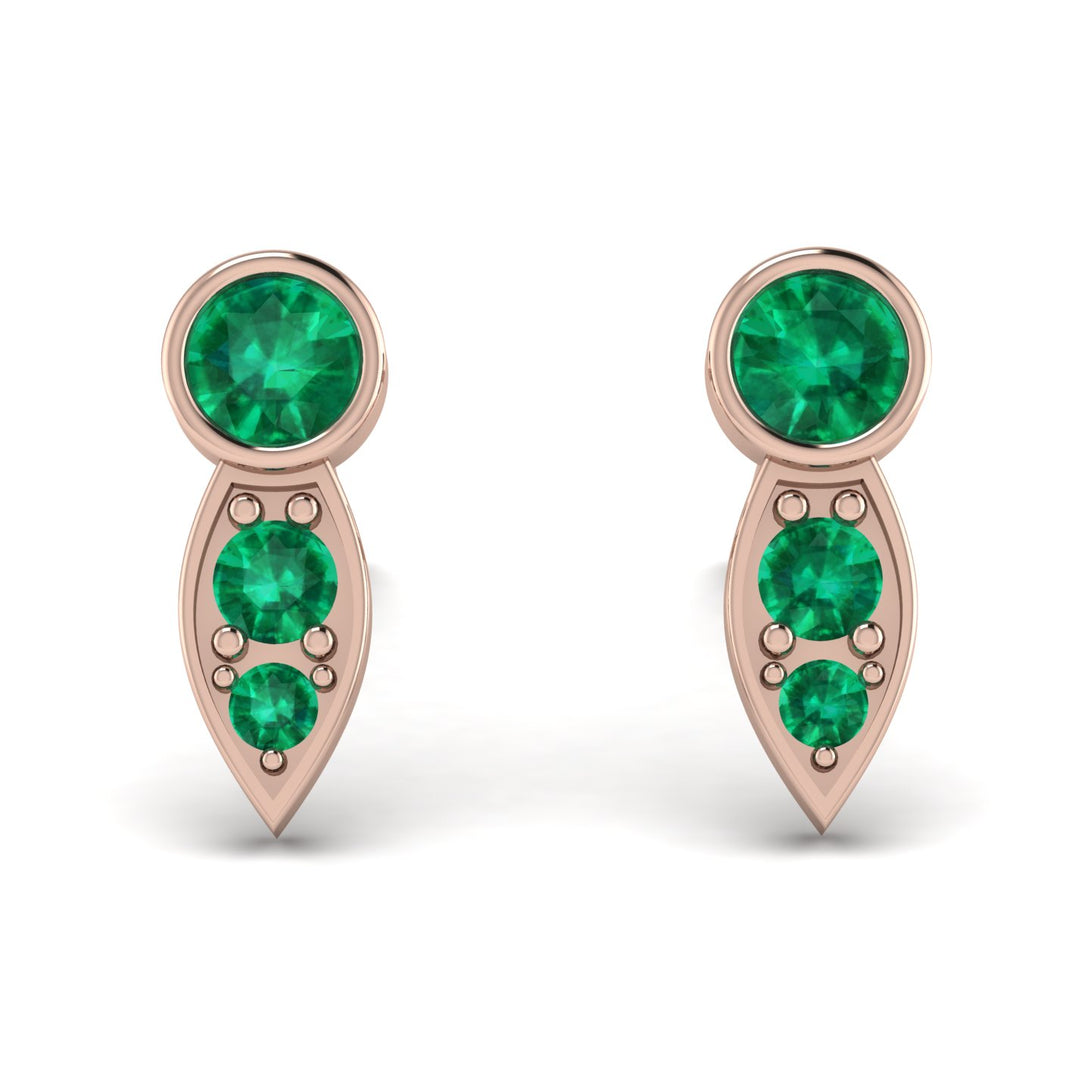 Bezel Emerald Earrings In Pear Shaped - Aniya No. 20