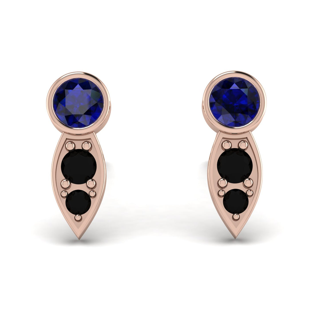 Bezel Sapphire Earrings In Pear Shaped - Aniya No. 44