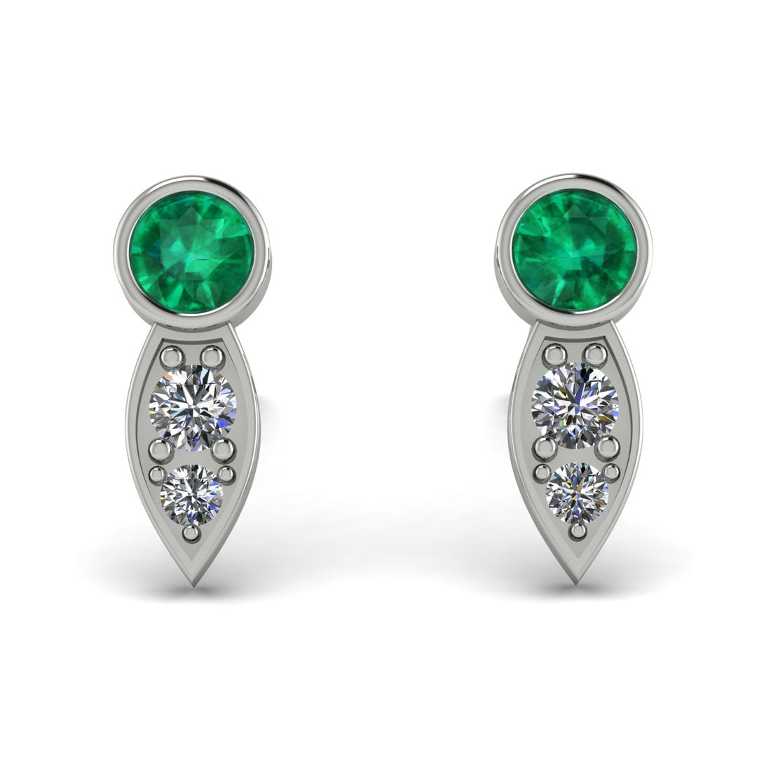 Bezel Emerald Earrings In Pear Shaped - Aniya No. 6