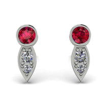 Bezel Ruby Earrings In Pear Shaped - Aniya No. 12 image 1