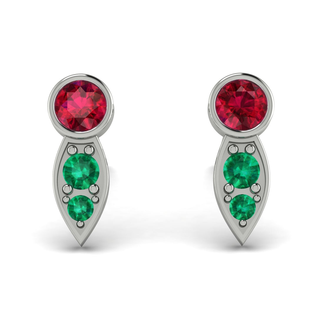 Bezel Ruby Earrings In Pear Shaped - Aniya No. 27