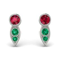 Bezel Ruby Earrings In Pear Shaped - Aniya No. 27 image 1