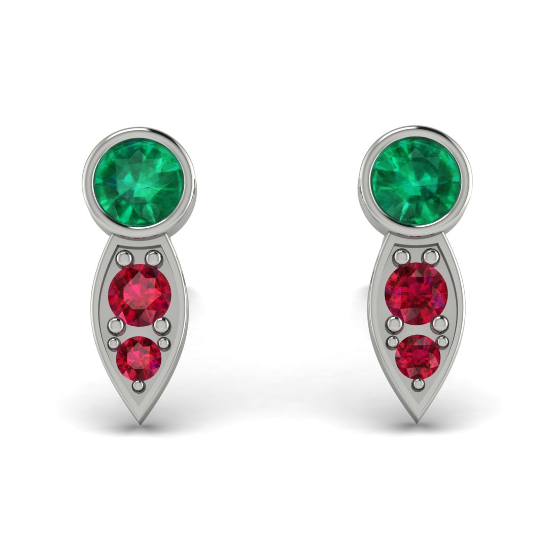 Bezel Emerald Earrings In Pear Shaped - Aniya No. 51