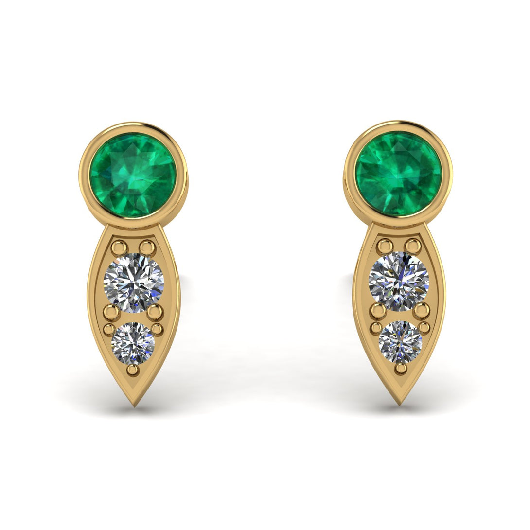 Bezel Emerald Earrings In Pear Shaped - Aniya No. 4