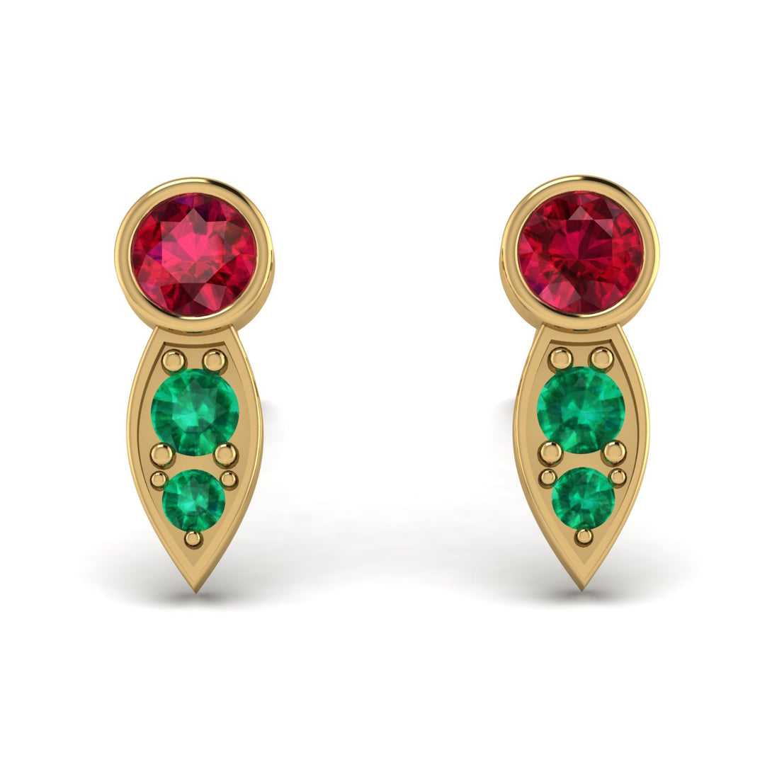 Bezel Ruby Earrings In Pear Shaped - Aniya No. 25