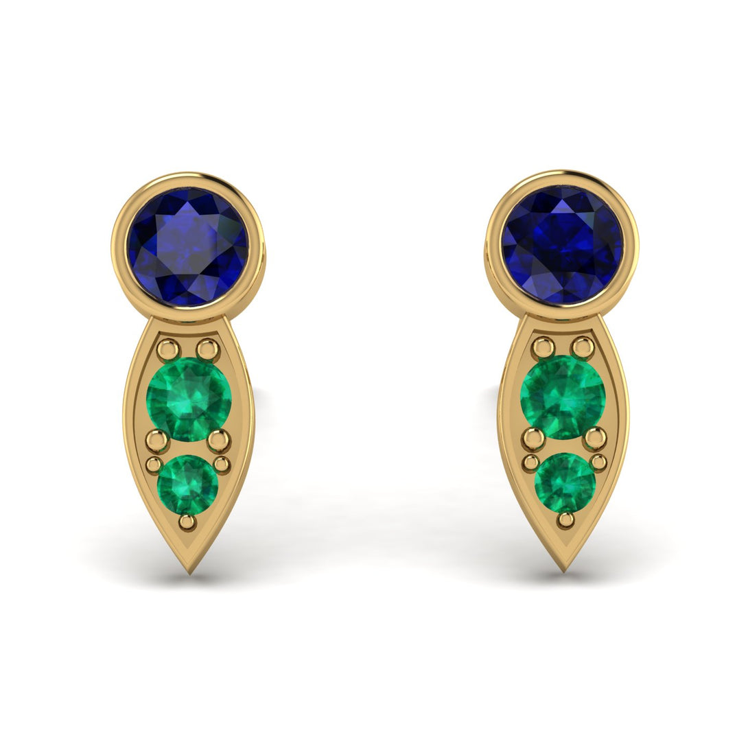 Bezel Sapphire Earrings In Pear Shaped - Aniya No. 28