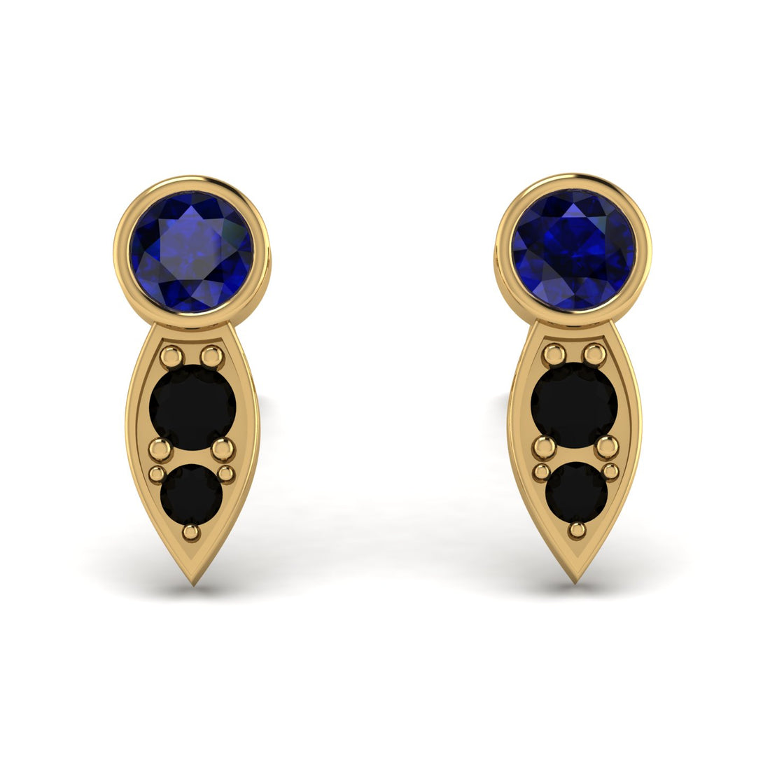 Bezel Sapphire Earrings In Pear Shaped - Aniya No. 43