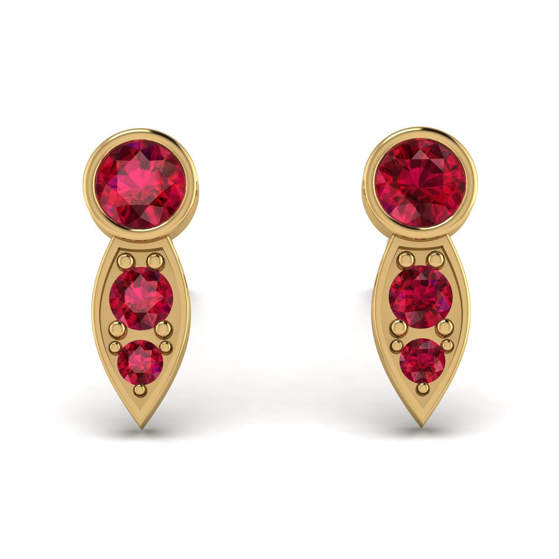 Bezel Ruby Earrings In Pear Shaped - Aniya No. 55