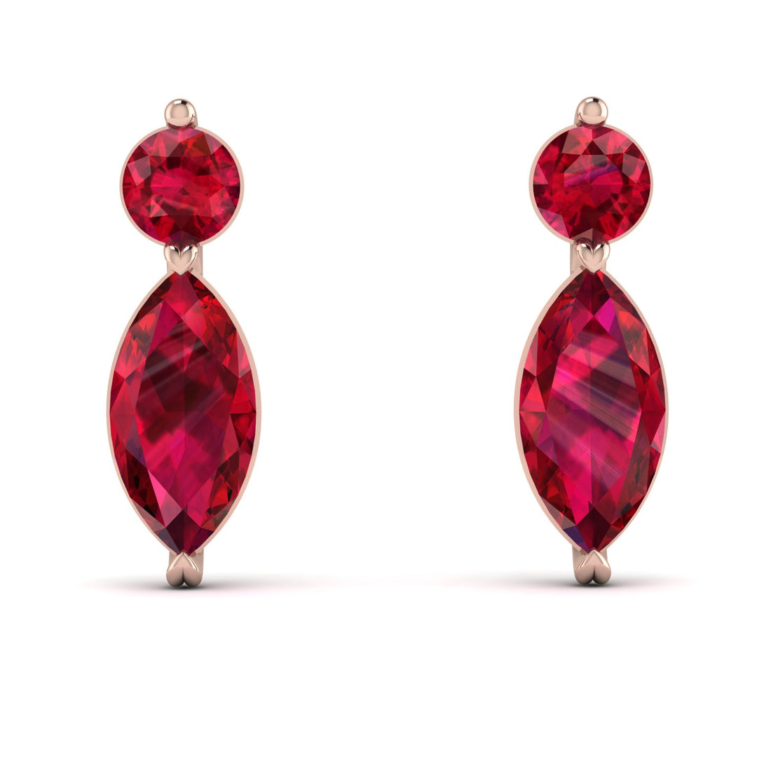 Hanging Marquise Ruby Earrings - Lacey No. 11
