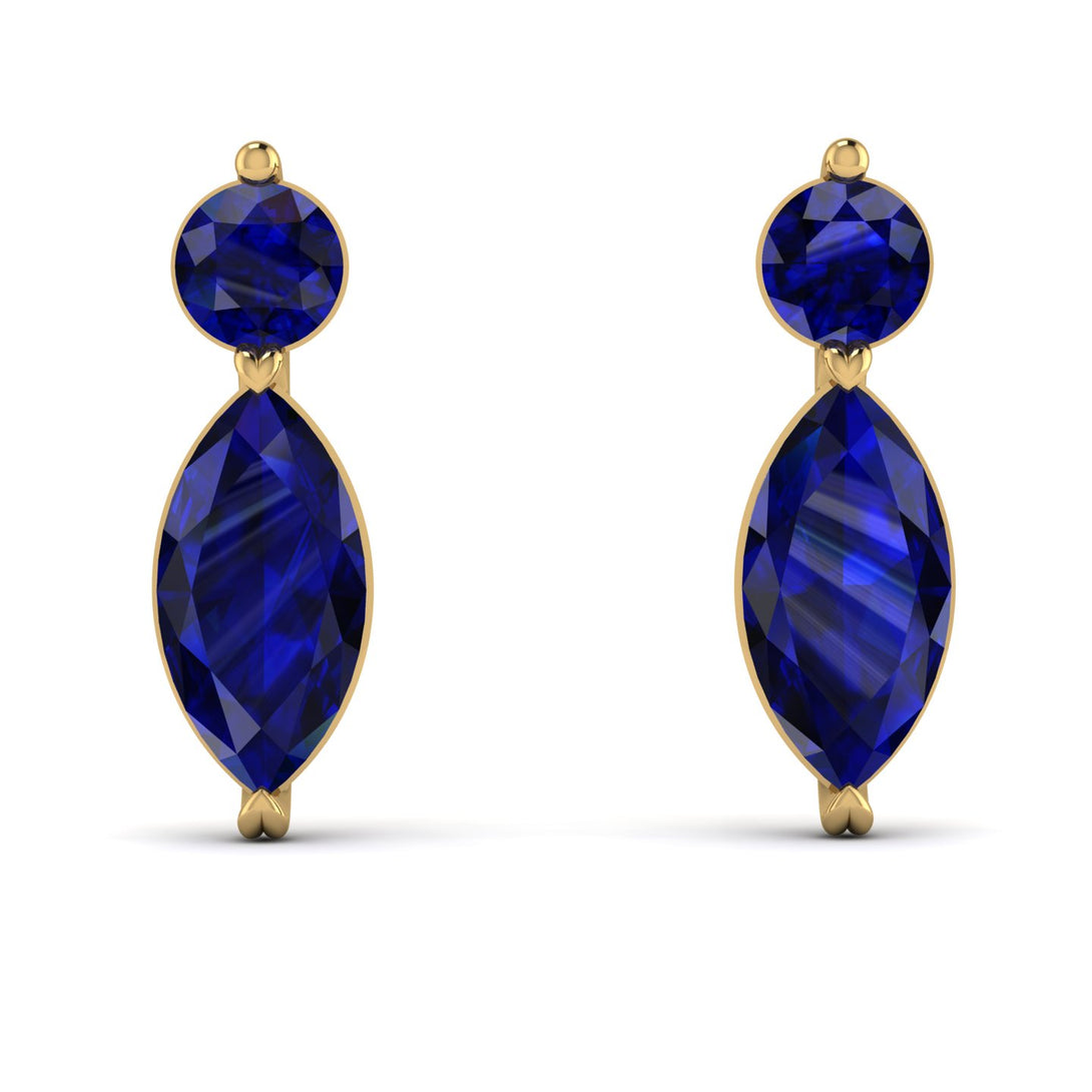 Hanging Marquise Sapphire Earrings - Lacey No. 13
