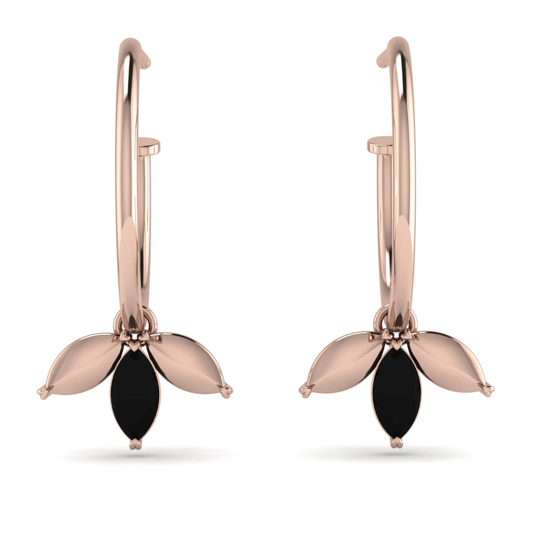 Leaves Black Diamond Earrings - Anika No. 8