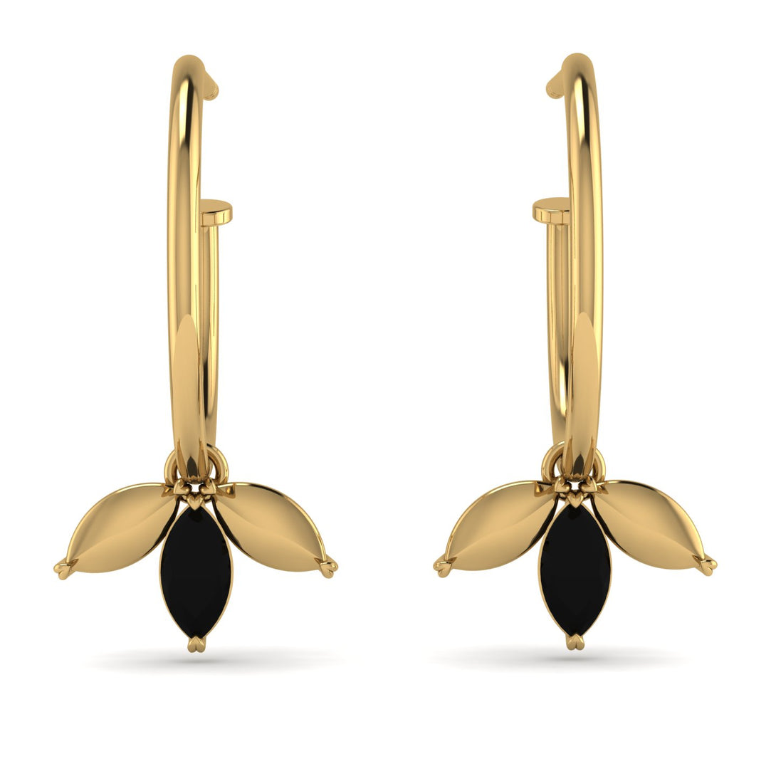 Leaves Black Diamond Earrings - Anika No. 7