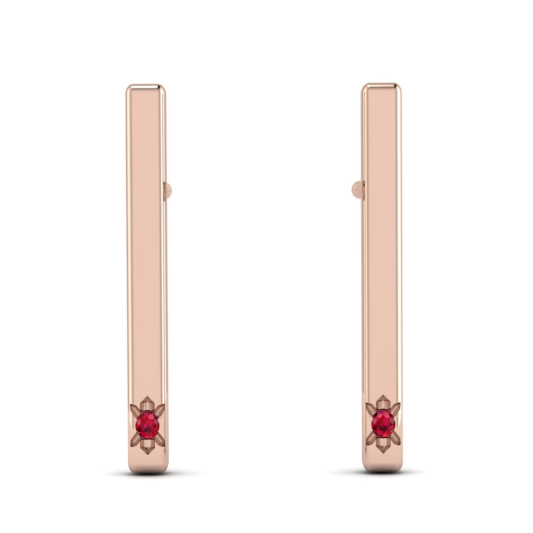 Stick Ruby Stud Earrings - Remy No. 11