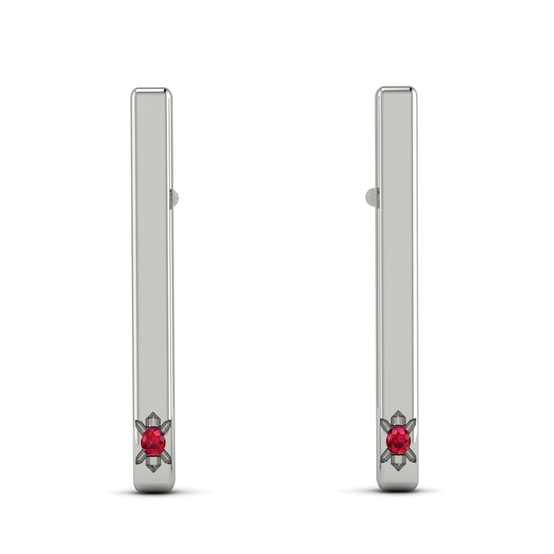 Stick Ruby Stud Earrings - Remy No. 12