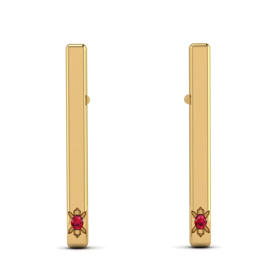 Stick Ruby Stud Earrings - Remy No. 10