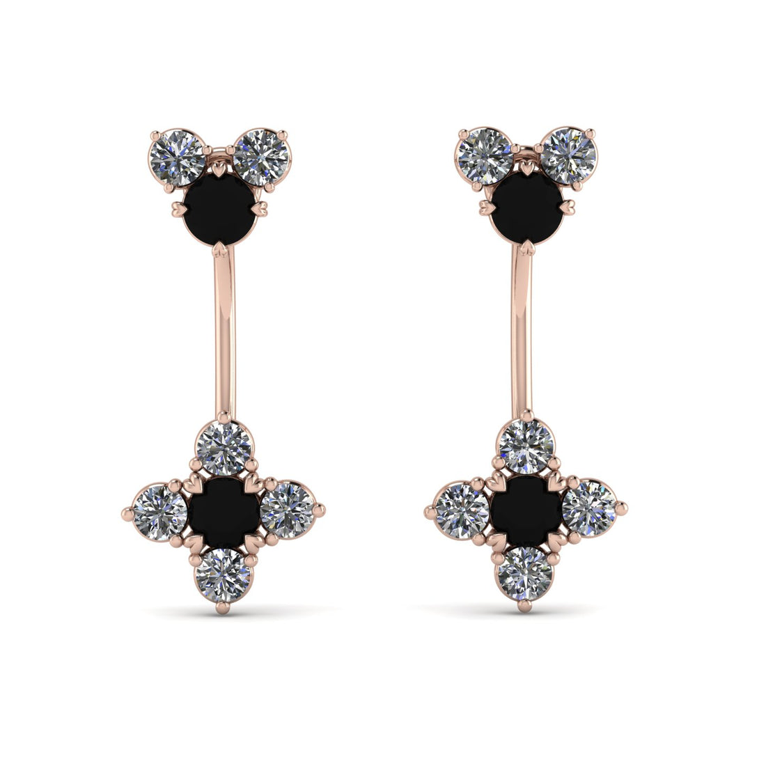 Hanging Black Diamond Compass Earrings - Brittany No. 8