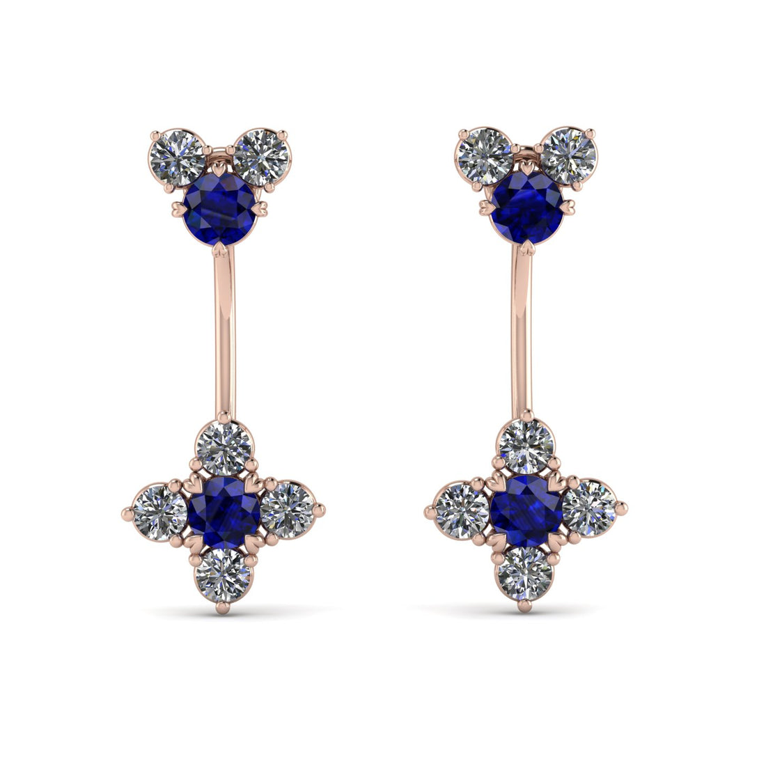 Hanging Sapphire Compass Earrings - Brittany No. 14