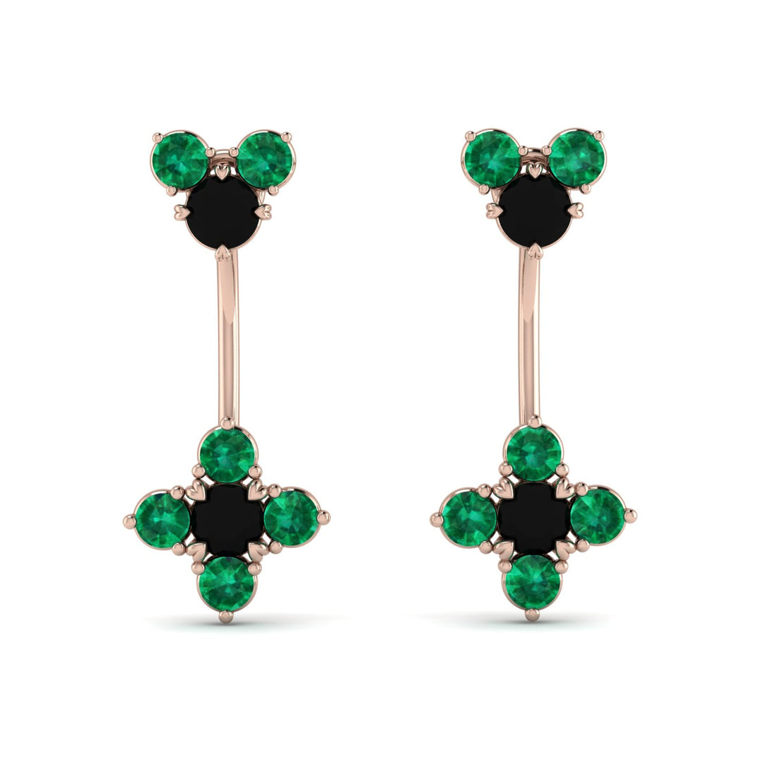 Hanging Black Diamond Compass Earrings - Brittany No. 23