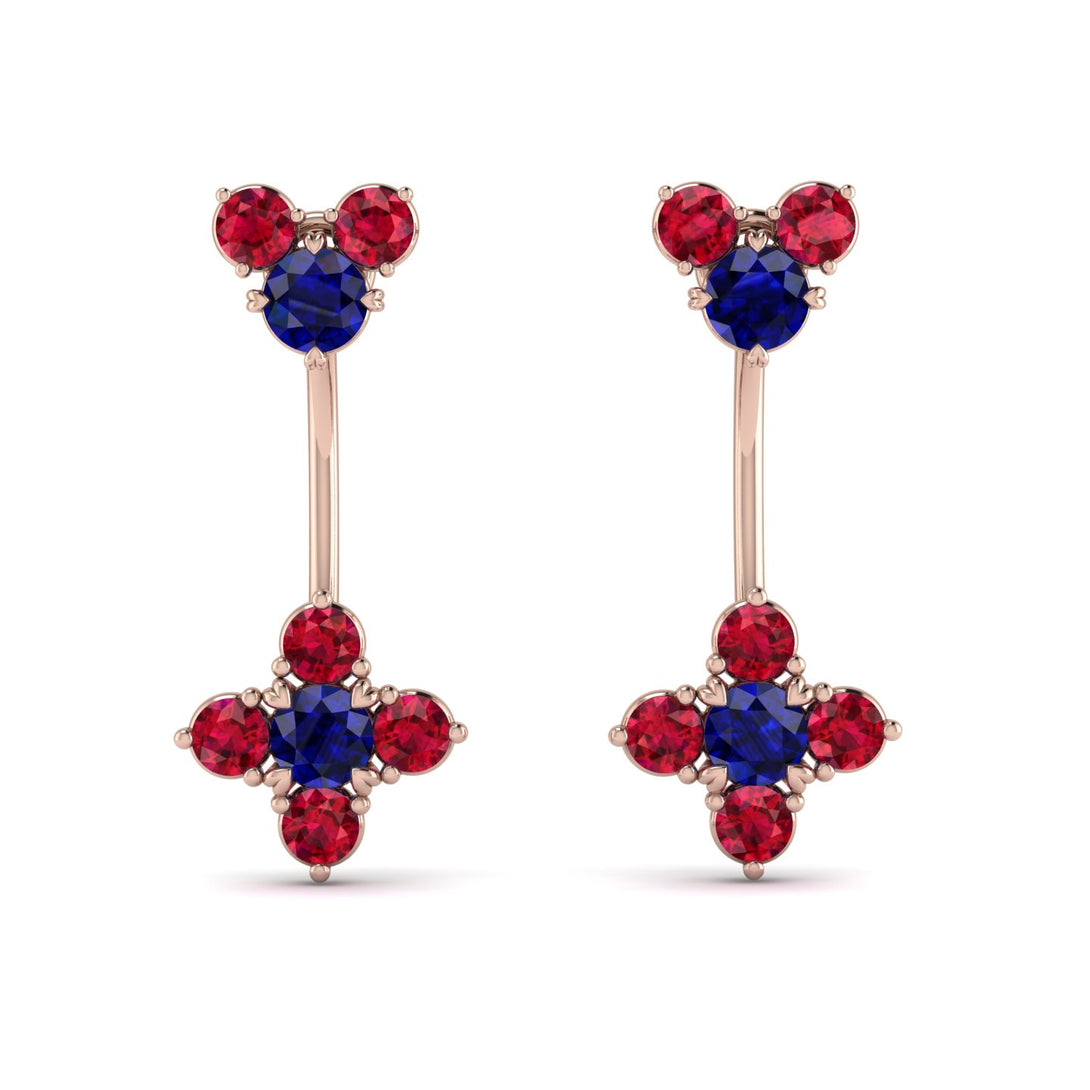 Hanging Sapphire Compass Earrings - Brittany No. 59