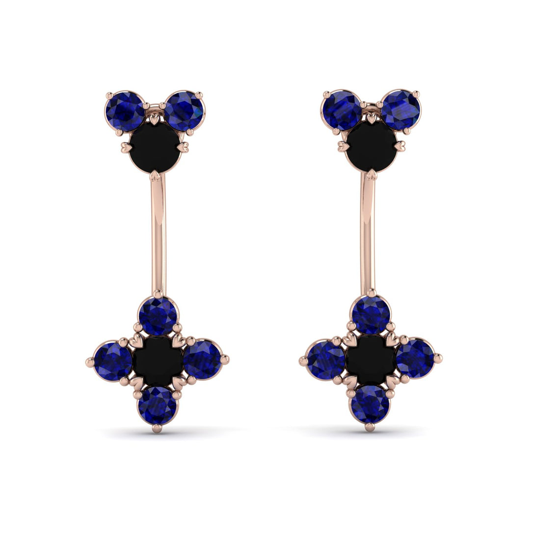 Hanging Black Diamond Compass Earrings - Brittany No. 68