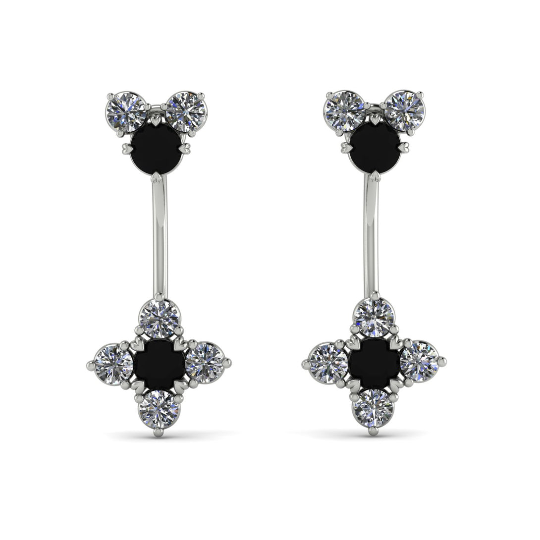 Hanging Black Diamond Compass Earrings - Brittany No. 9