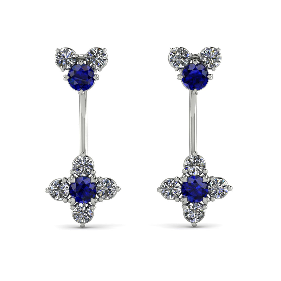 Hanging Sapphire Compass Earrings - Brittany No. 15