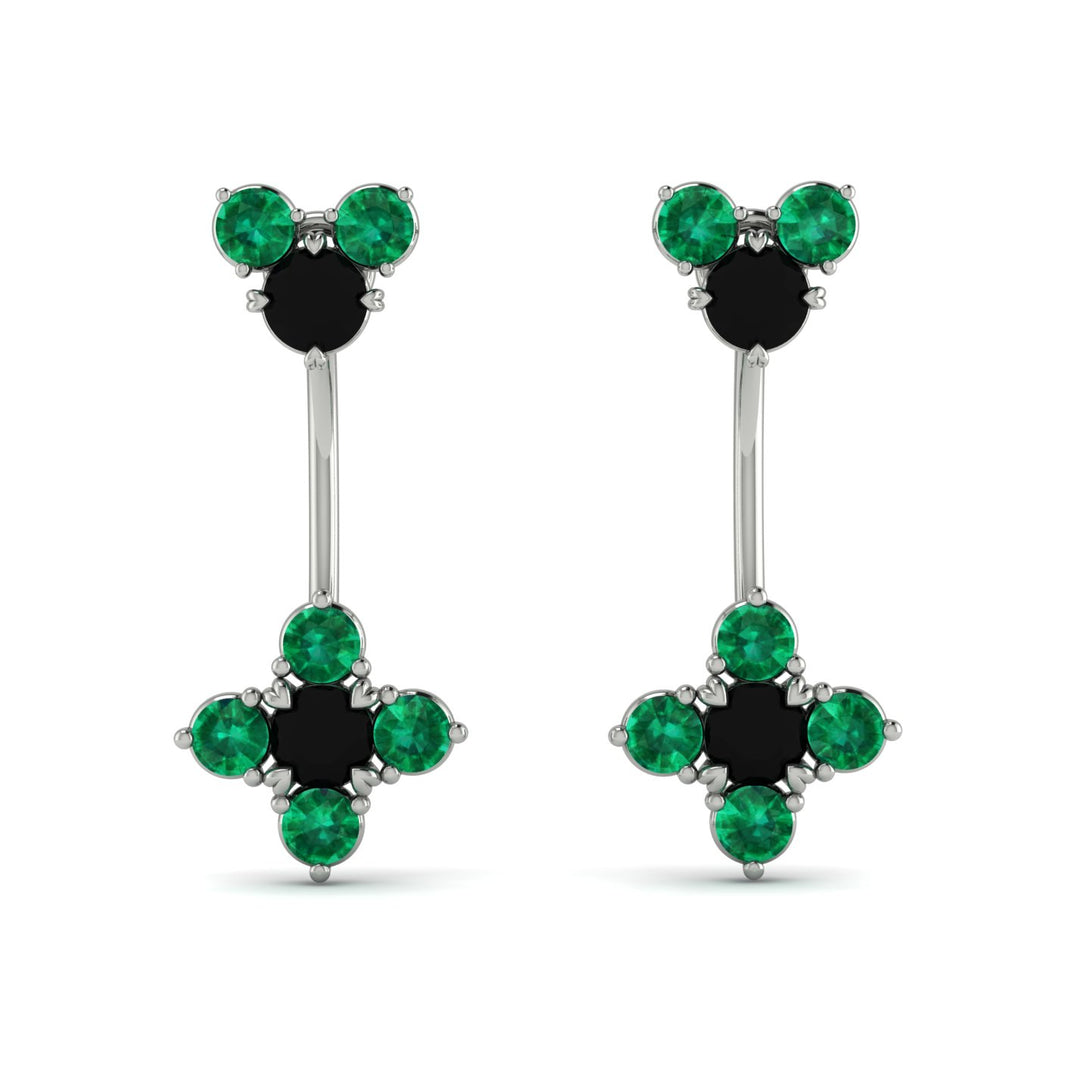 Hanging Black Diamond Compass Earrings - Brittany No. 24