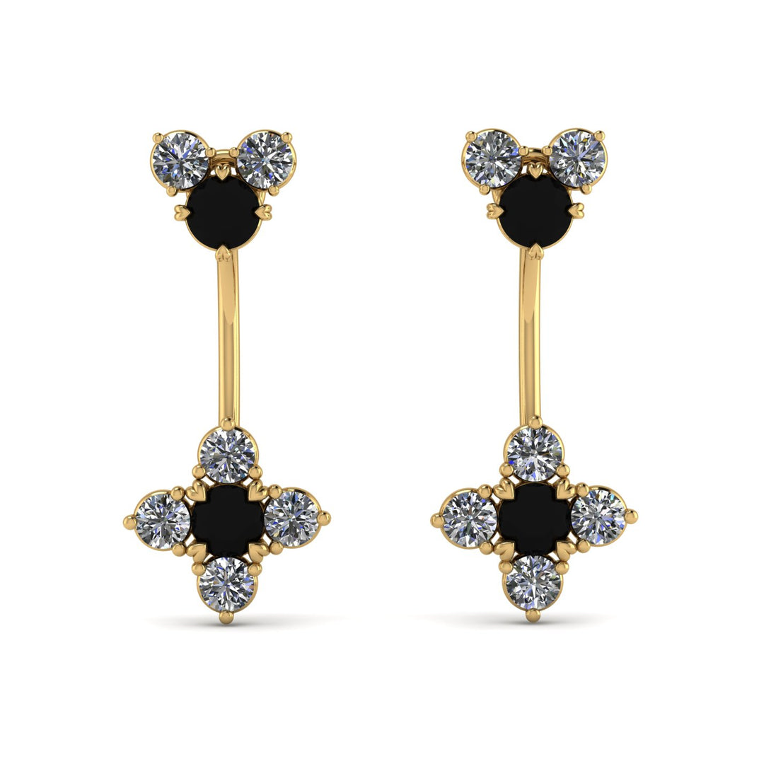 Hanging Black Diamond Compass Earrings - Brittany No. 7