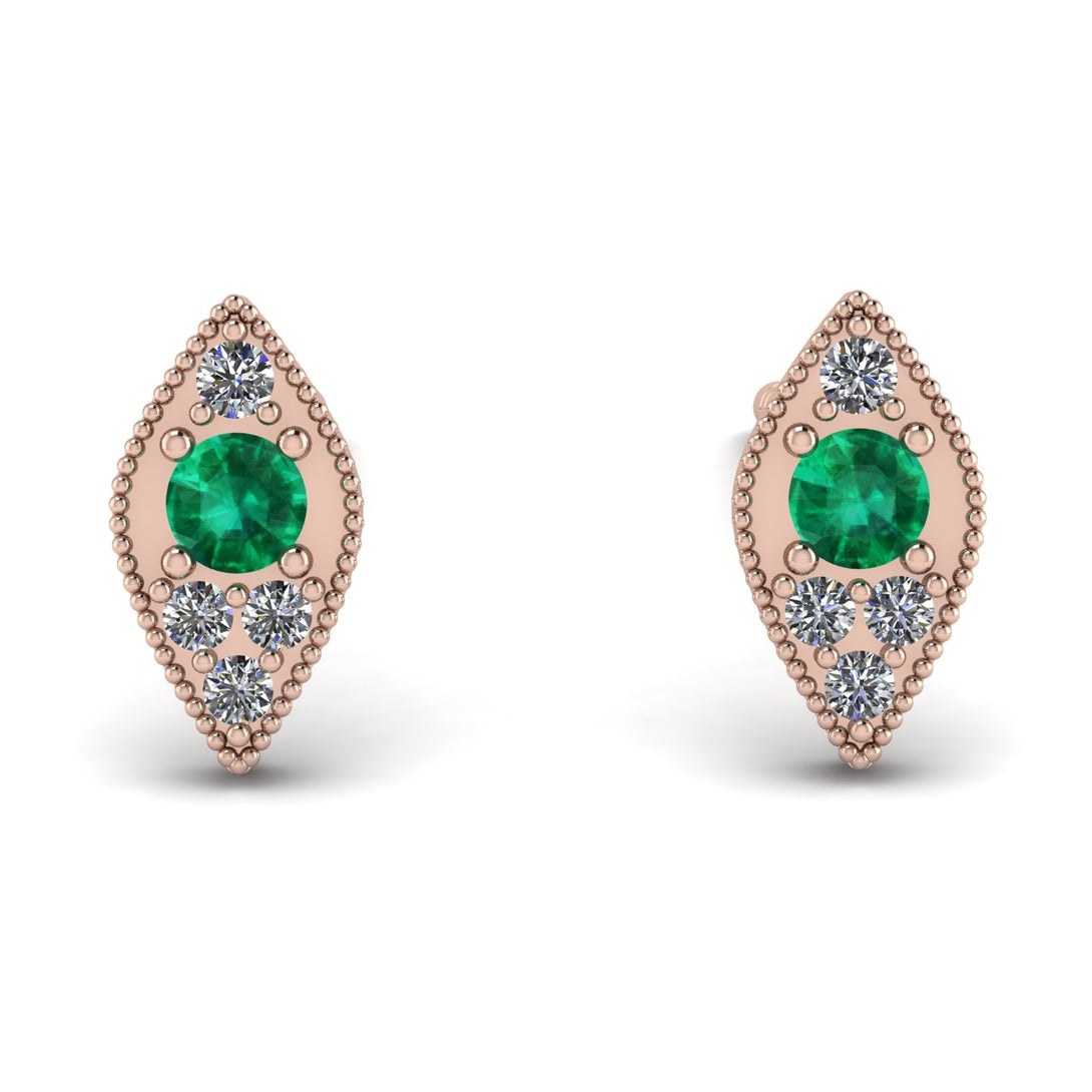 Milgrain Marquise Emerald Earrings - Faye No. 5